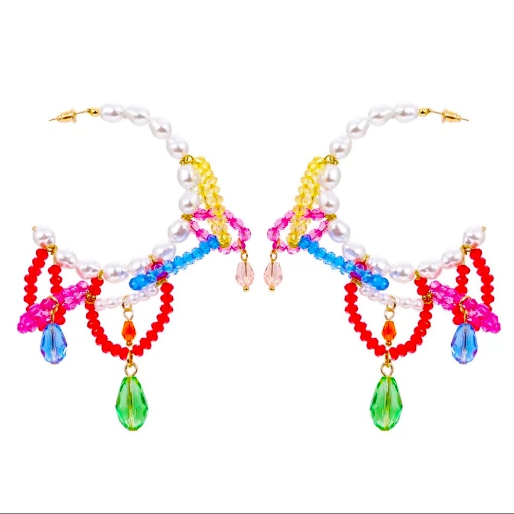 π2/$30 New Zara Beaded Hoops - Picture 2 of 4